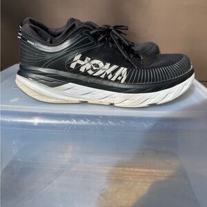 Hoka Black and White Bondi 7 Running Shoes
